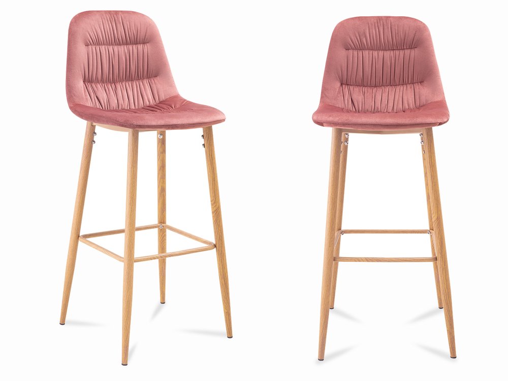 LPD LPD Harper Blush Pink Velvet Upholstered Fabric Bar Stools (Set of 2)