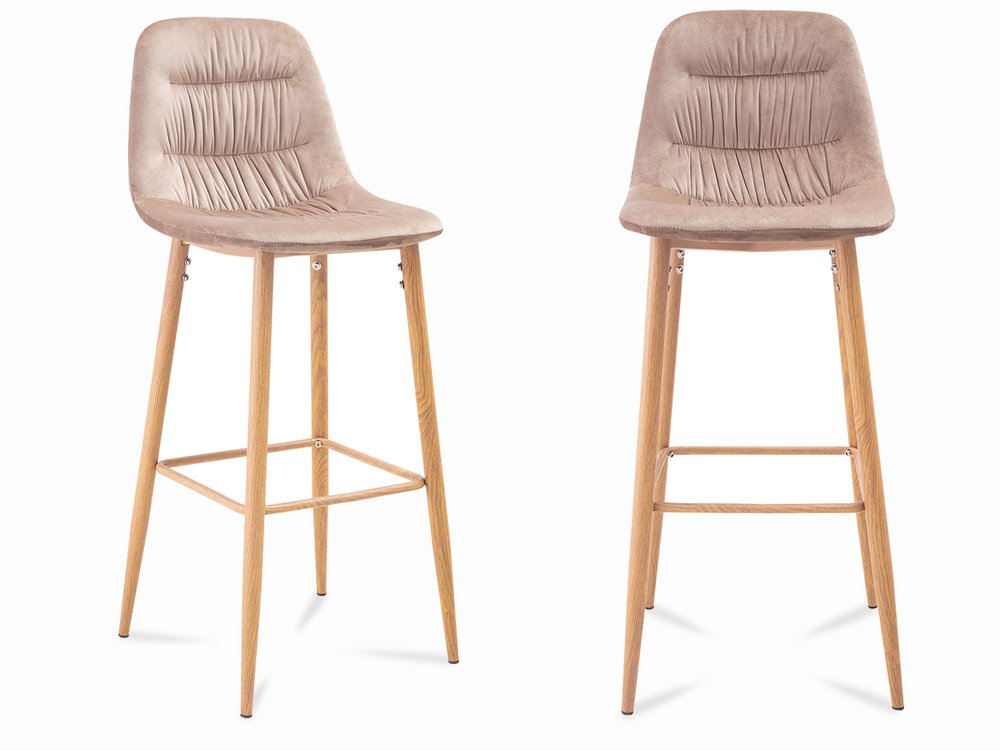 LPD LPD Harper Beige Velvet Upholstered Fabric Bar Stools (Set of 2)
