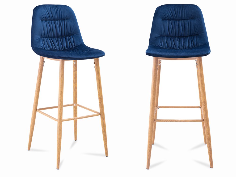 LPD LPD Harper Blue Velvet Upholstered Fabric Bar Stools (Set of 2)