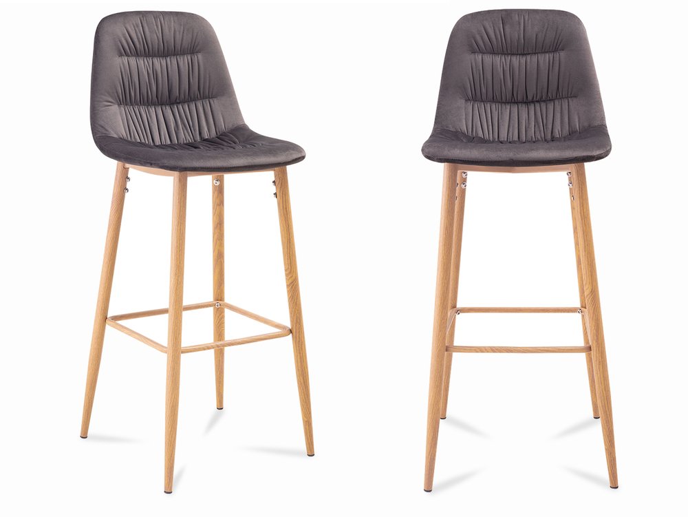 LPD LPD Harper Grey Velvet Upholstered Fabric Bar Stools (Set of 2)