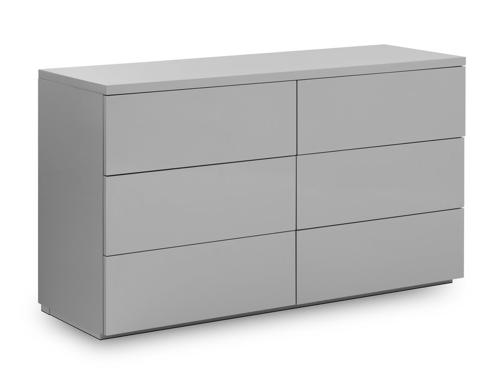 Julian Bowen Julian Bowen Monaco Grey High Gloss 6 Drawer Wide Chest (Flat Packed)