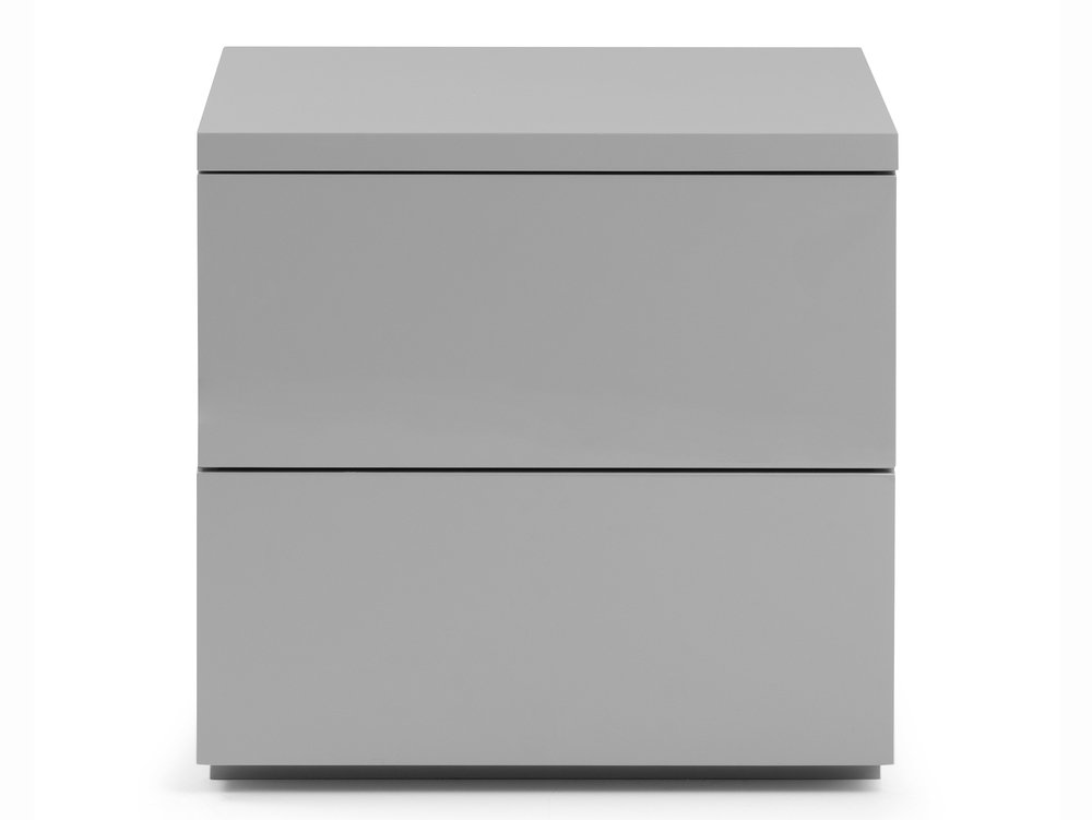 Julian Bowen Julian Bowen Monaco Grey High Gloss 2 Drawer Bedside Table (Flat Packed)