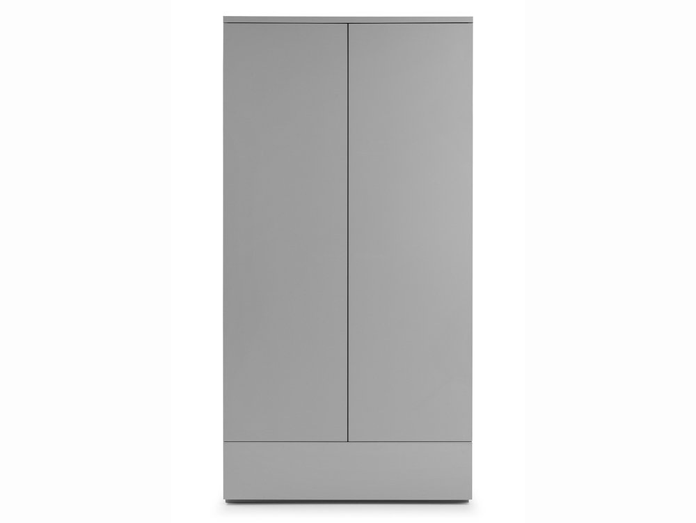 Julian Bowen Julian Bowen Monaco Grey High Gloss 2 Door 1 Drawer Wardrobe (Flat Packed)