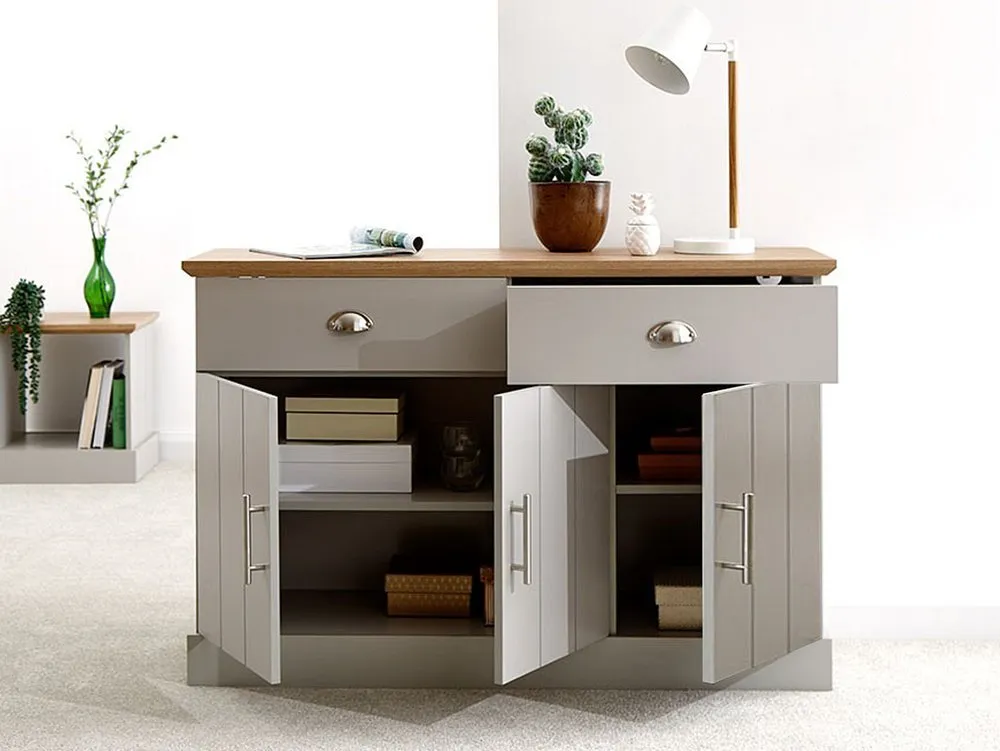 GFW GFW Kendal Grey and Oak 3 Door 2 Drawer Large Sideboard