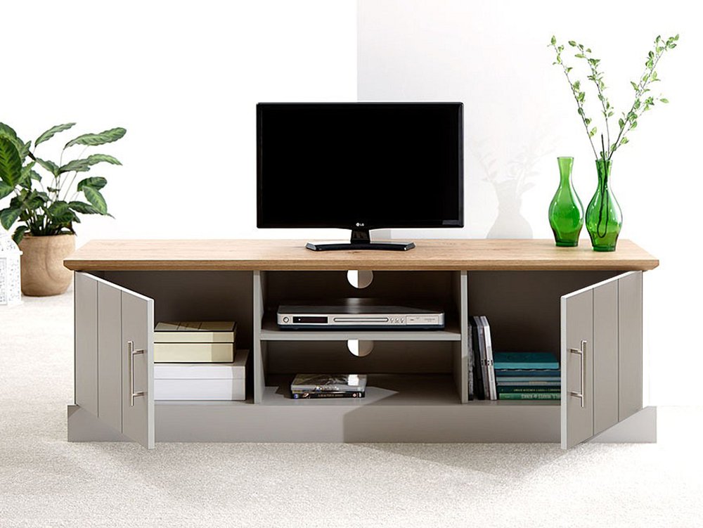 GFW GFW Kendal Grey and Oak 2 Door Large TV Cabinet (Flat Packed)
