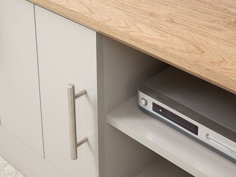 GFW GFW Kendal Grey and Oak 2 Door Large TV Cabinet (Flat Packed)
