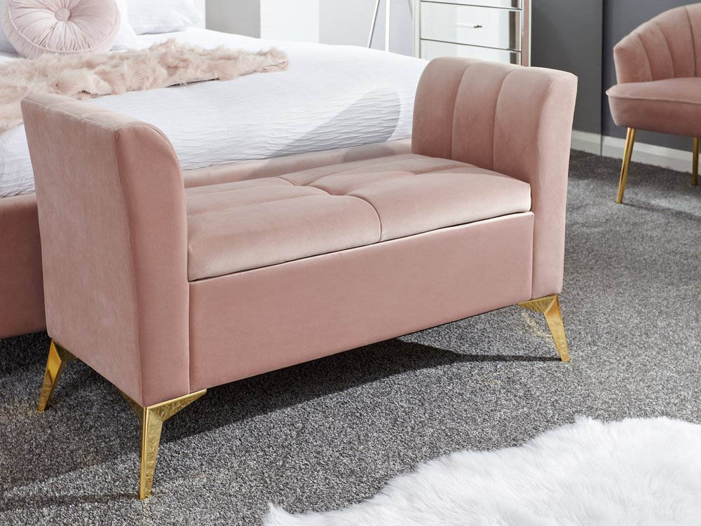 GFW GFW Pettine Pink Upholstered Fabric Ottoman Storage Bench (Flat Packed)