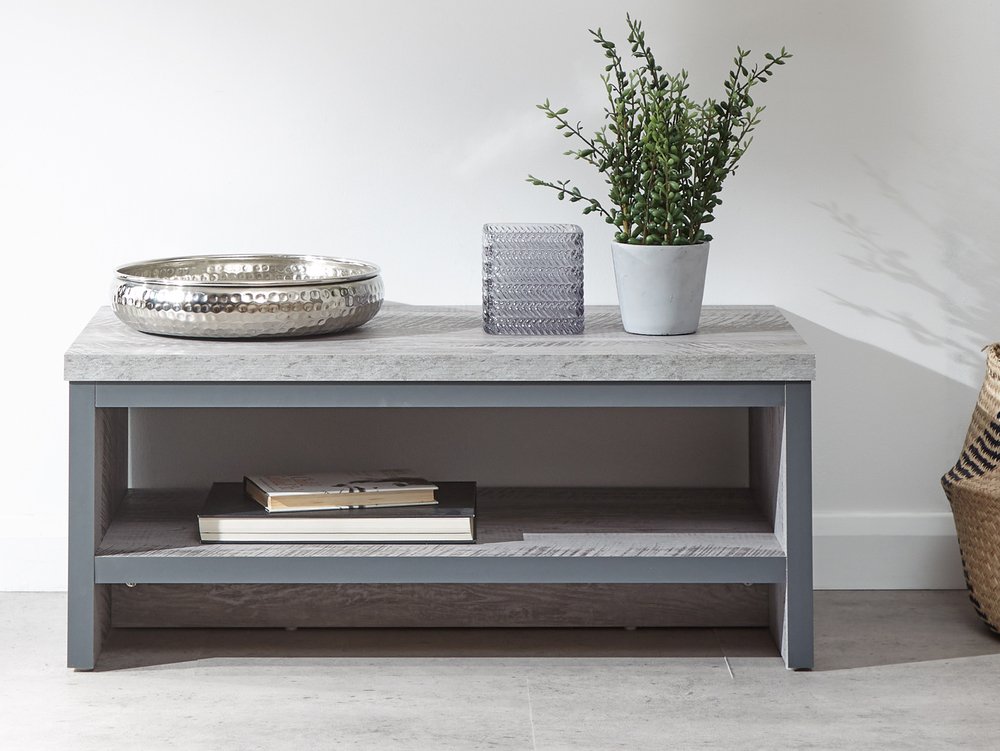 GFW GFW Boston Grey Wood Effect Coffee Table with Shelf (Flat Packed)