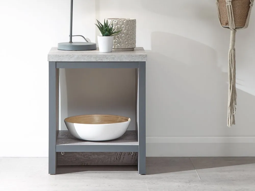 GFW GFW Boston Grey Wood Effect Lamp Table with Shelf