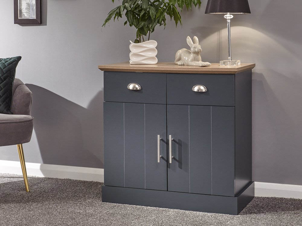GFW GFW Kendal Slate Blue and Oak 2 Door 2 Drawer Compact Sideboard (Flat Packed)