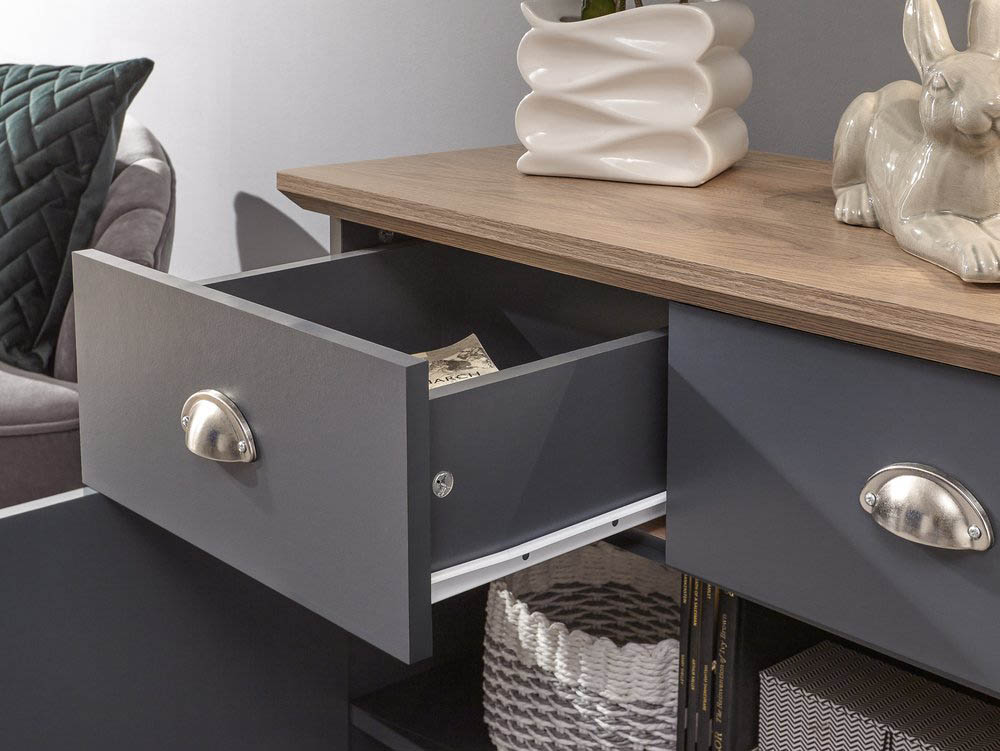 GFW GFW Kendal Slate Blue and Oak 2 Door 2 Drawer Compact Sideboard (Flat Packed)
