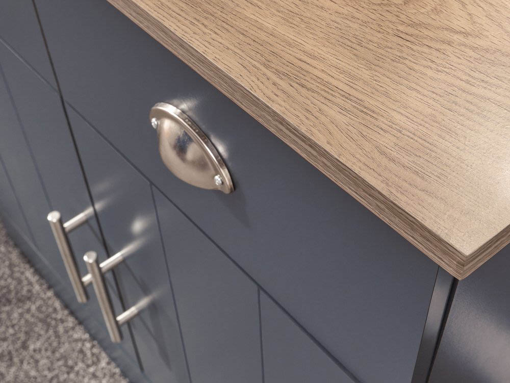 GFW GFW Kendal Slate Blue and Oak 2 Door 2 Drawer Compact Sideboard (Flat Packed)