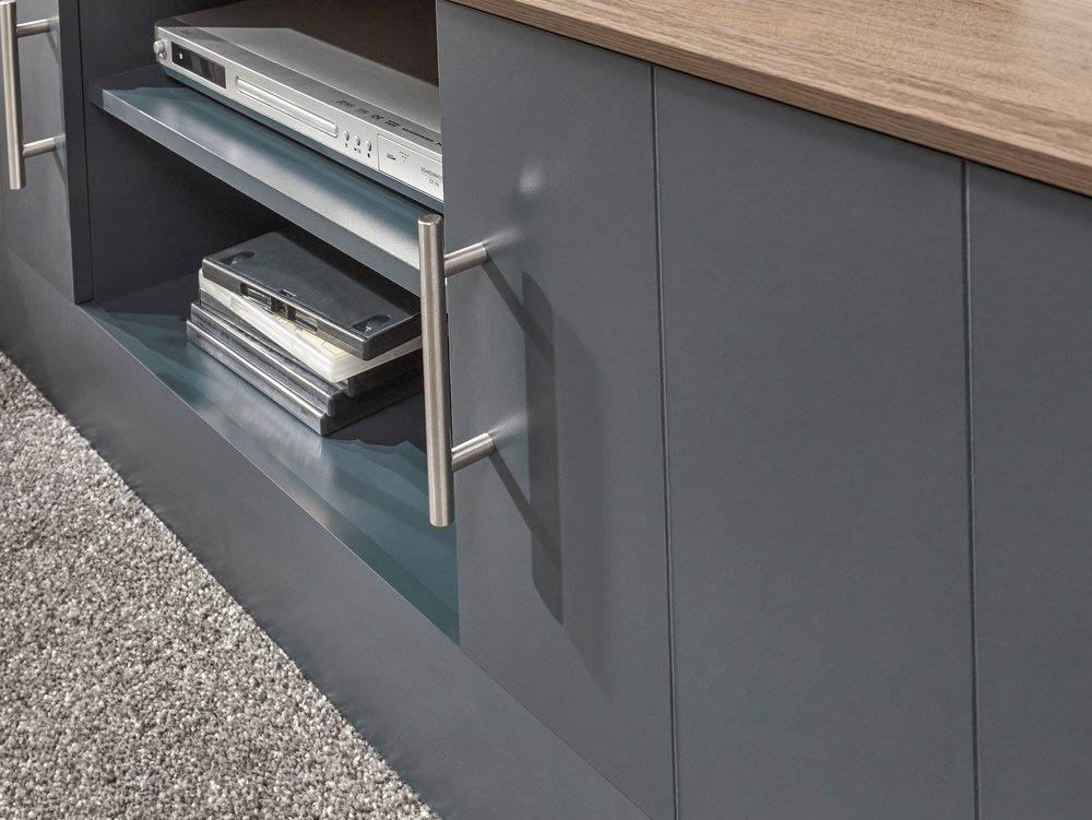GFW GFW Kendal Slate Blue and Oak 2 Door Large TV Cabinet (Flat Packed)