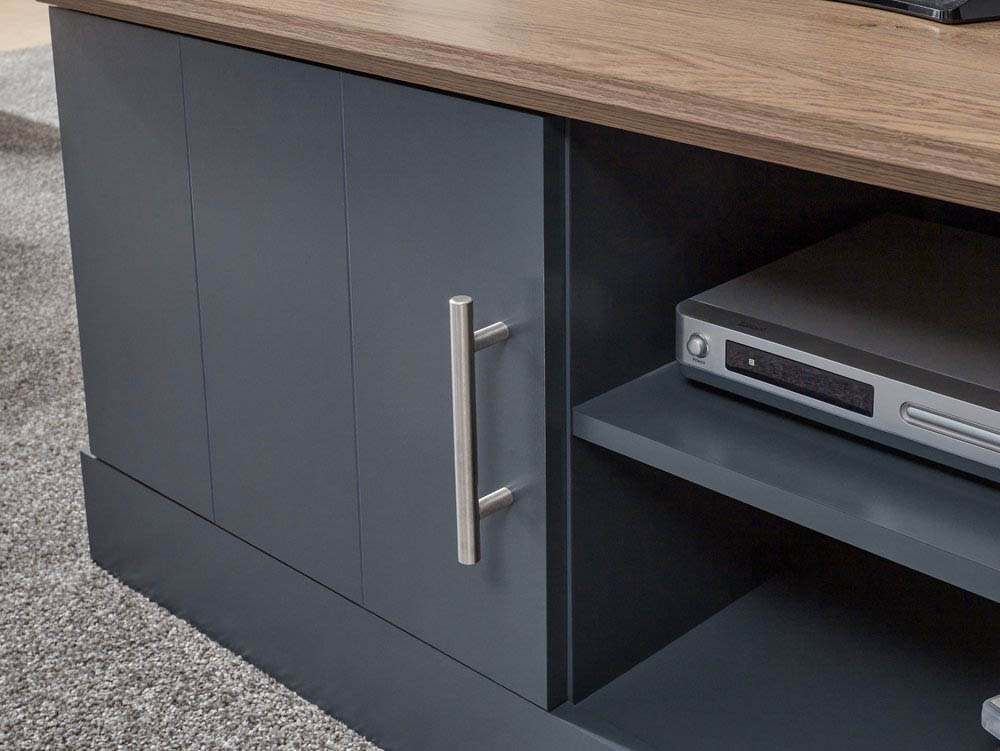 GFW GFW Kendal Slate Blue and Oak 1 Door Small TV Cabinet (Flat Packed)