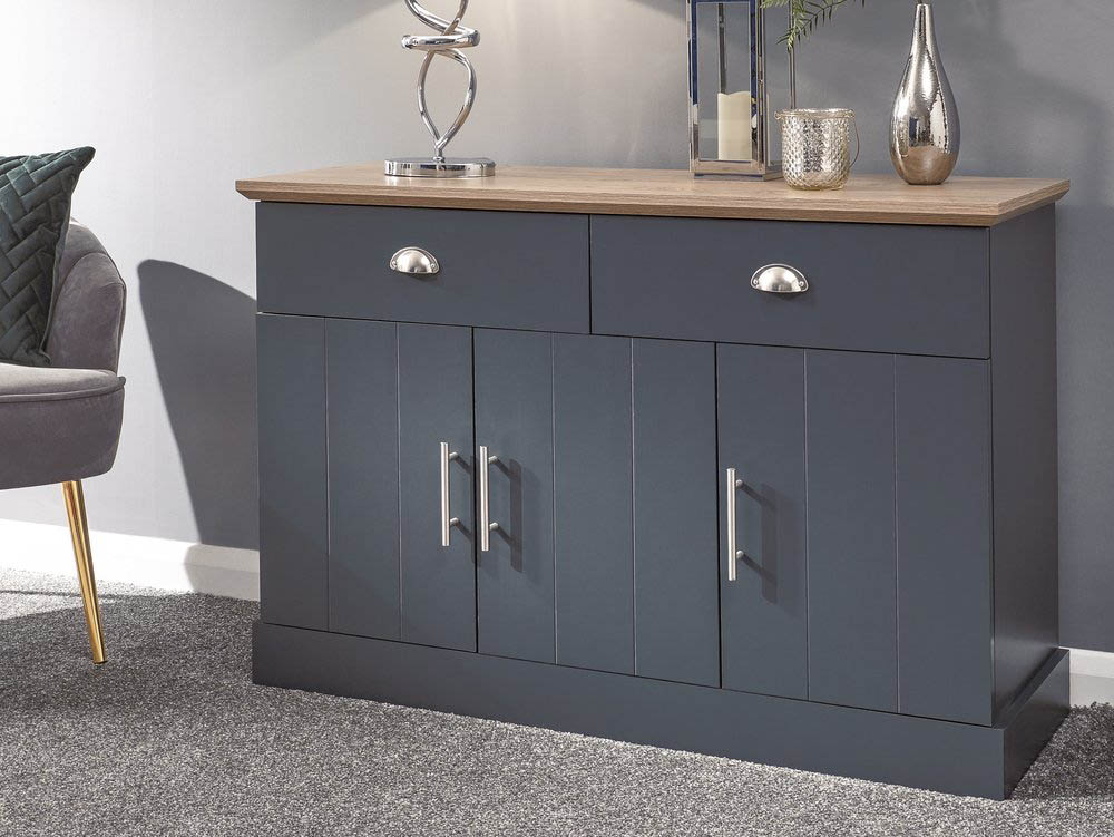 GFW GFW Kendal Slate Blue and Oak 3 Door 2 Drawer Large Sideboard (Flat Packed)