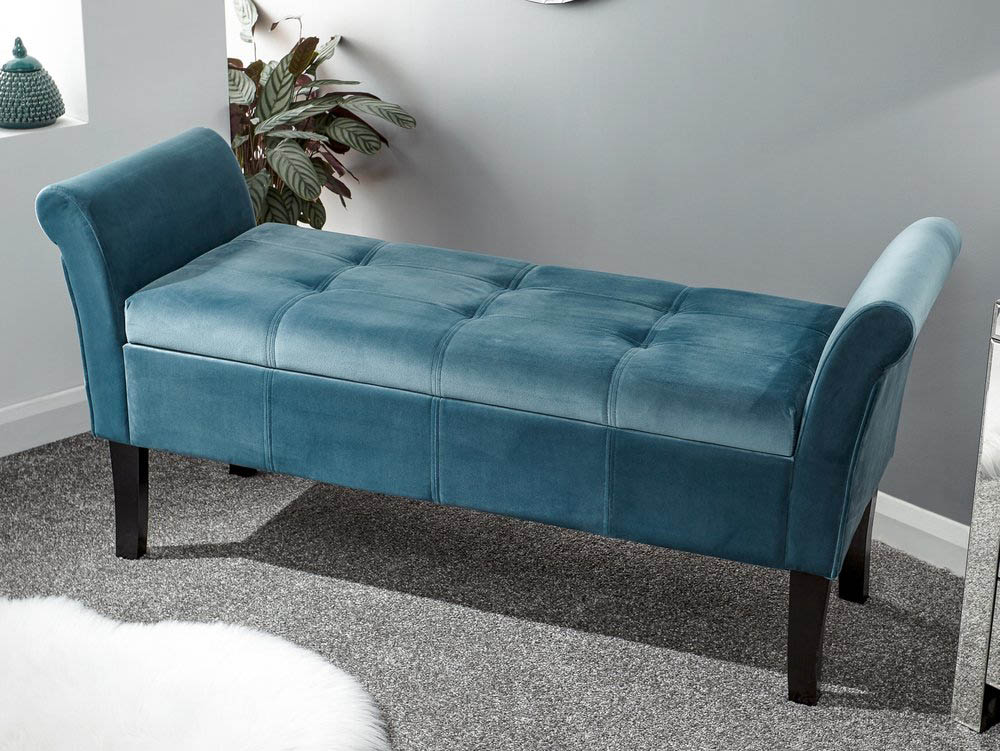 GFW GFW Osborne Teal Upholstered Fabric Ottoman Storage Bench (Flat Packed)