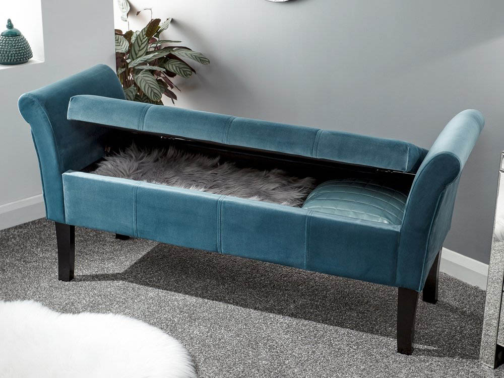 GFW GFW Osborne Teal Upholstered Fabric Ottoman Storage Bench (Flat Packed)