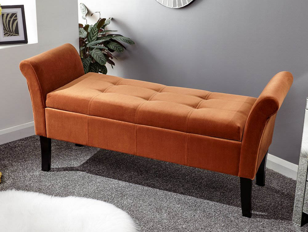 GFW GFW Osborne Russet Orange Upholstered Fabric Ottoman Storage Bench (Flat Packed)