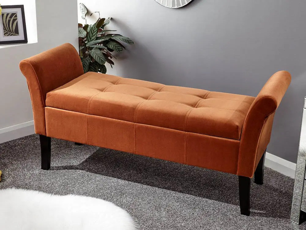 GFW GFW Osborne Russet Orange Fabric Ottoman Storage Bench