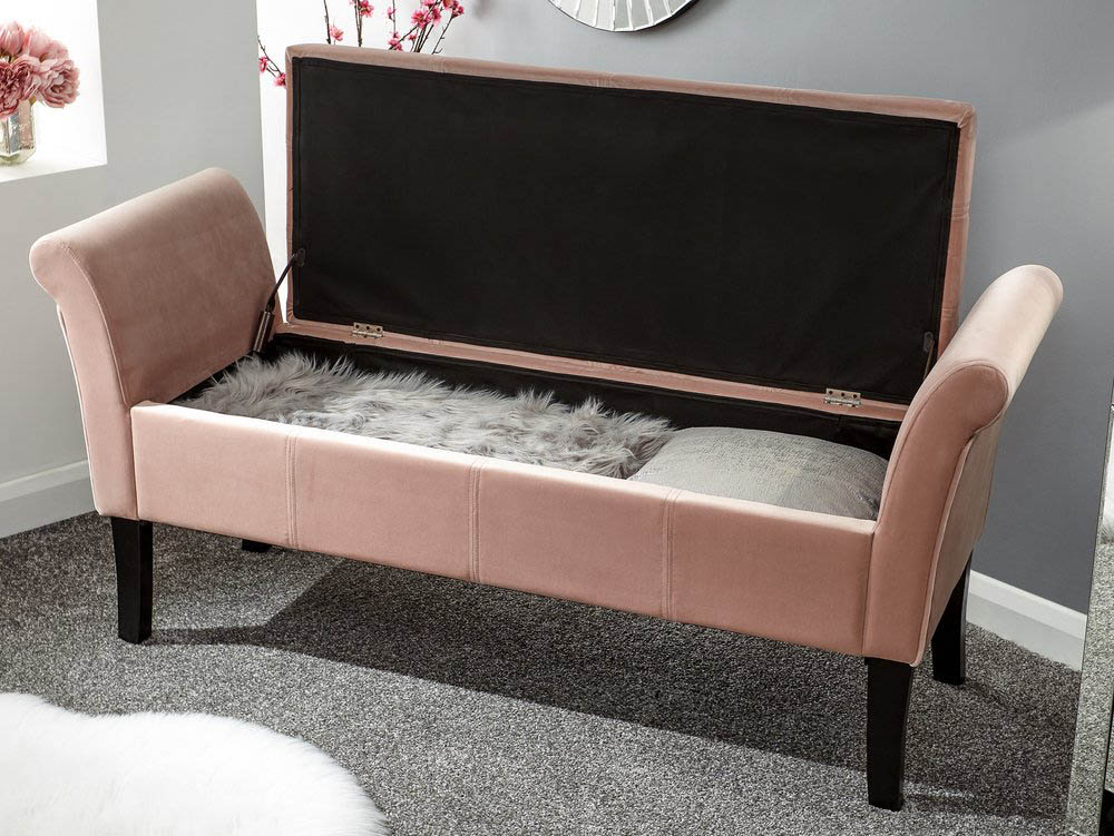 GFW GFW Osborne Blush Pink Upholstered Fabric Ottoman Storage Bench (Flat Packed)