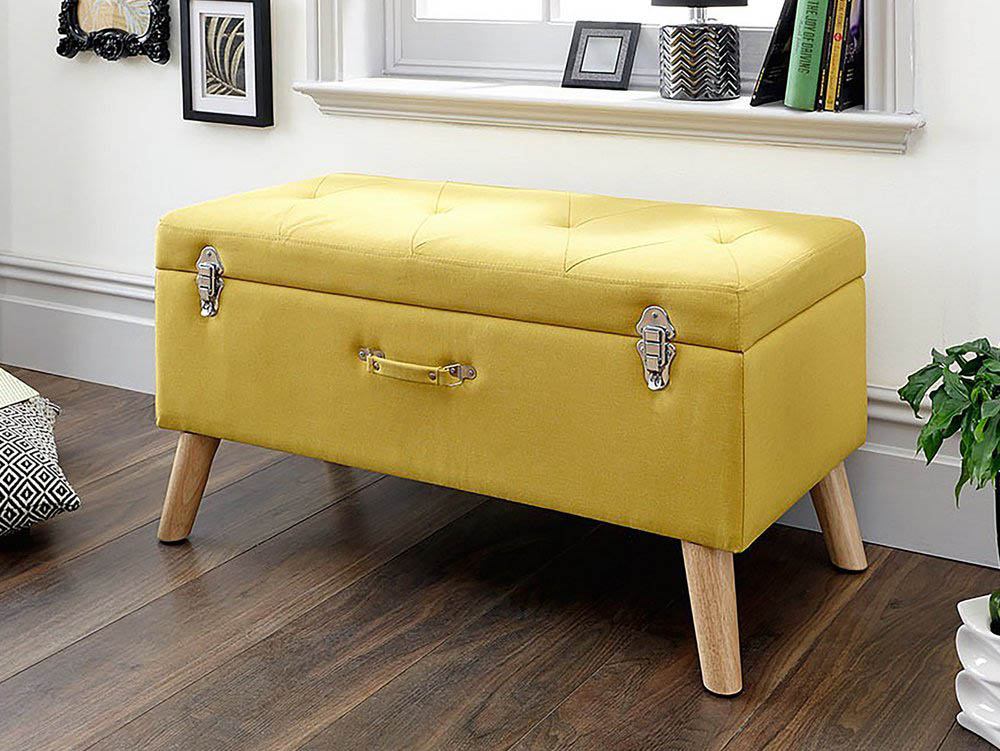 GFW GFW Minstrel Mustard Upholstered Fabric Blanket Box (Assembled)