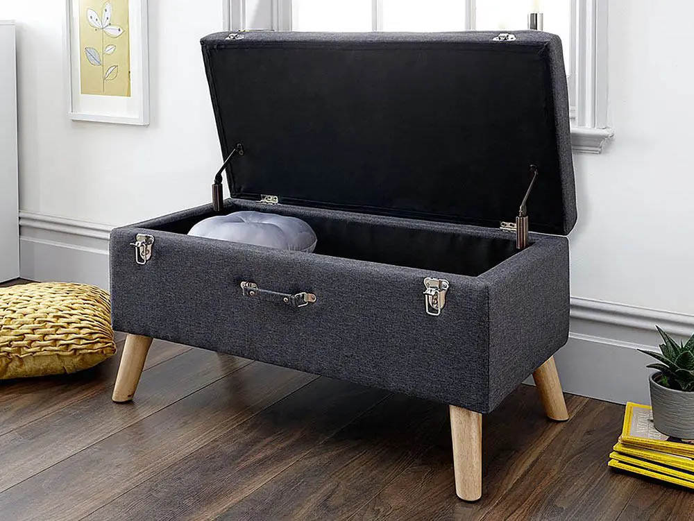 GFW GFW Minstrel Charcoal Grey Fabric Blanket Box (Assembled)