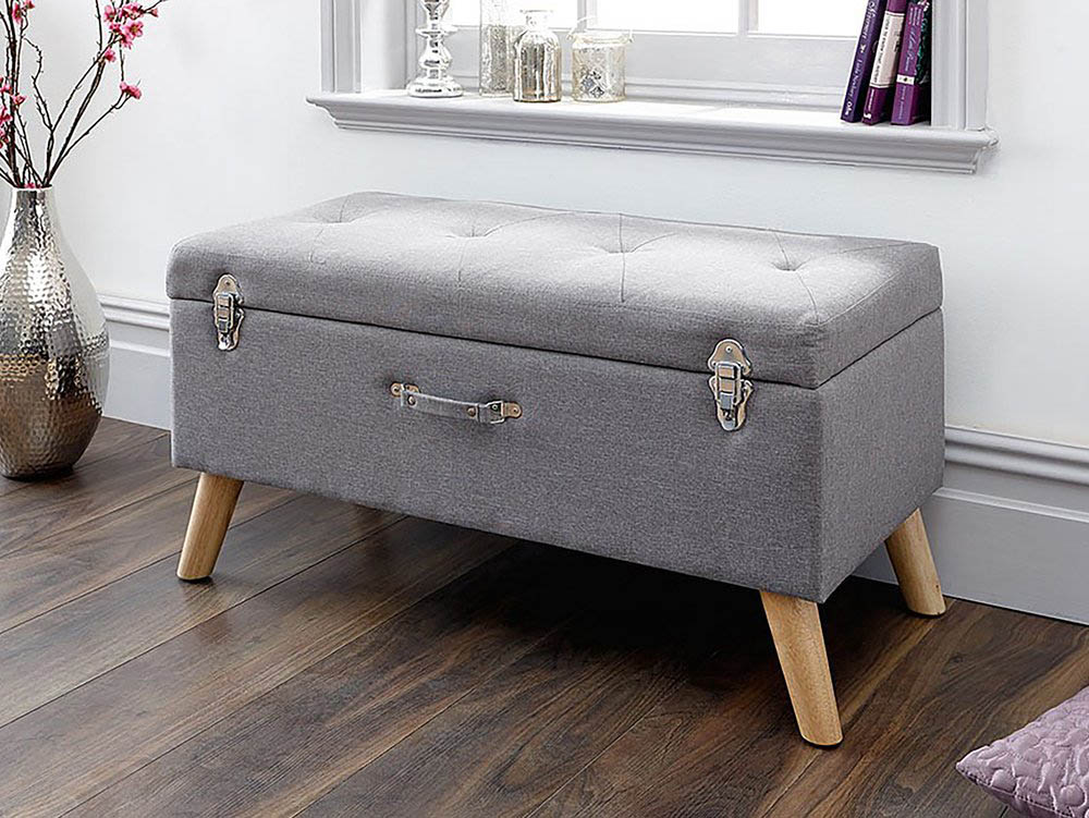GFW GFW Minstrel Light Grey Upholstered Fabric Blanket Box (Assembled)
