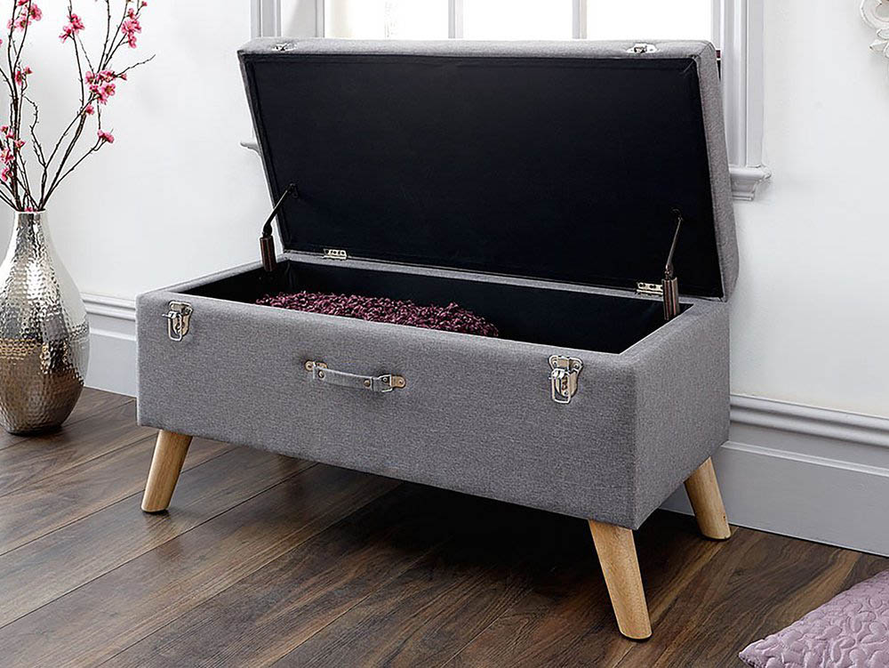 GFW GFW Minstrel Light Grey Upholstered Fabric Blanket Box (Assembled)
