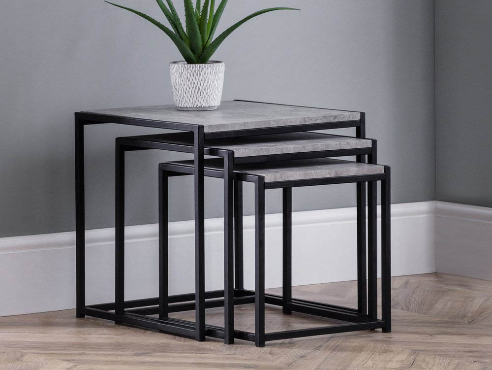 Julian Bowen Julian Bowen Staten Concrete Effect Nest of Tables (Flat Packed)