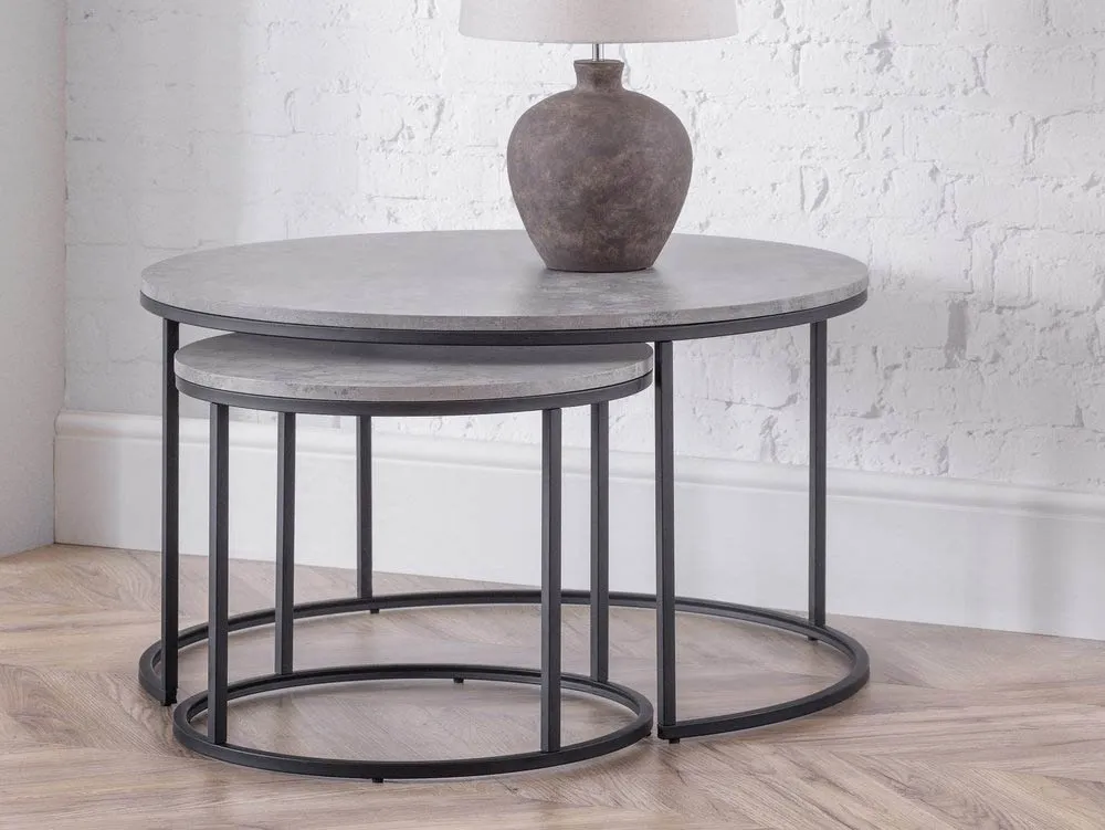 Julian Bowen Julian Bowen Staten Concrete Effect Round Nesting Coffee Tables