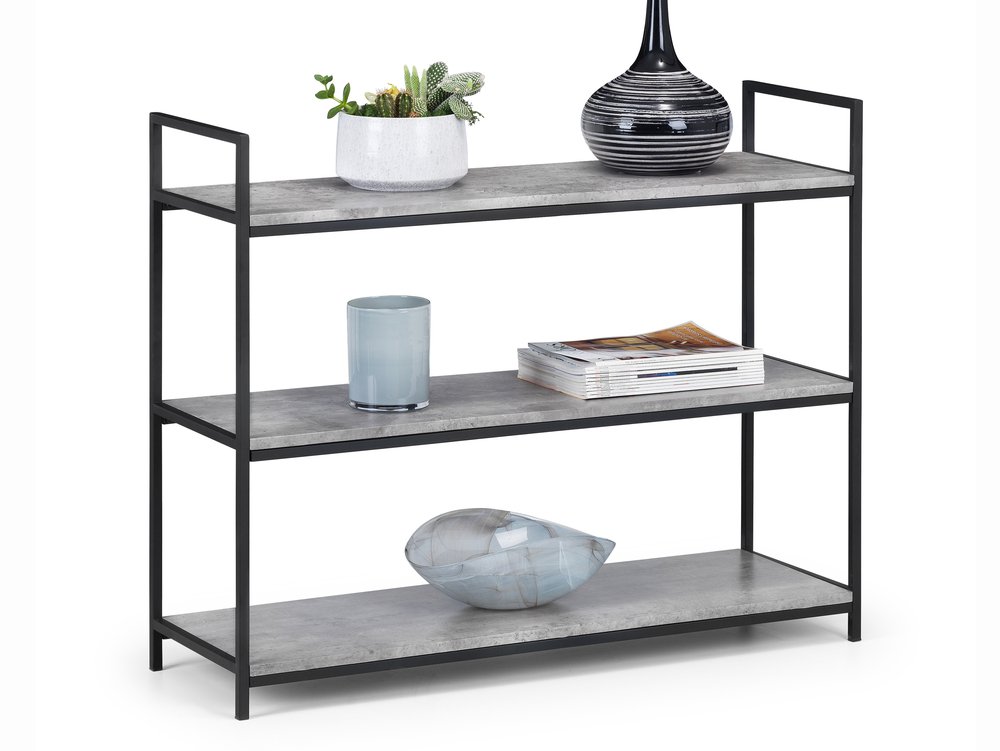 Julian Bowen Julian Bowen Staten Concrete Effect 3 Tier Low Bookcase (Flat Packed)