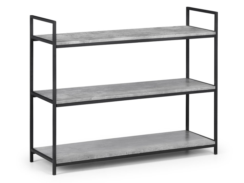 Julian Bowen Julian Bowen Staten Concrete Effect 3 Tier Low Bookcase (Flat Packed)