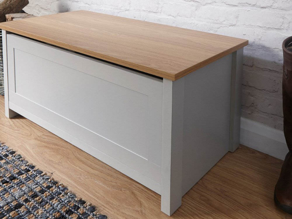 GFW GFW Lancaster Grey and Oak Blanket Box (Flat Packed)