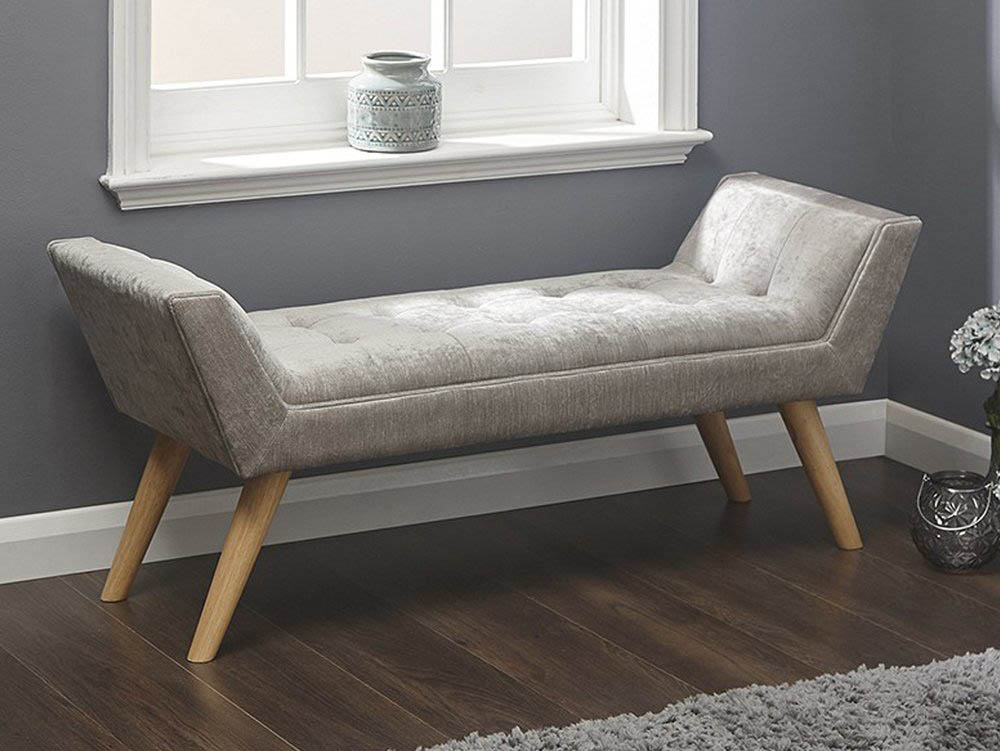 GFW GFW Milan Light Grey Upholstered Fabric Bench