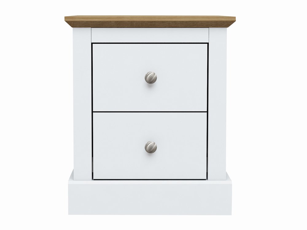 LPD LPD Devon 2 Drawer White and Oak Bedside Cabinet (Flat Packed)