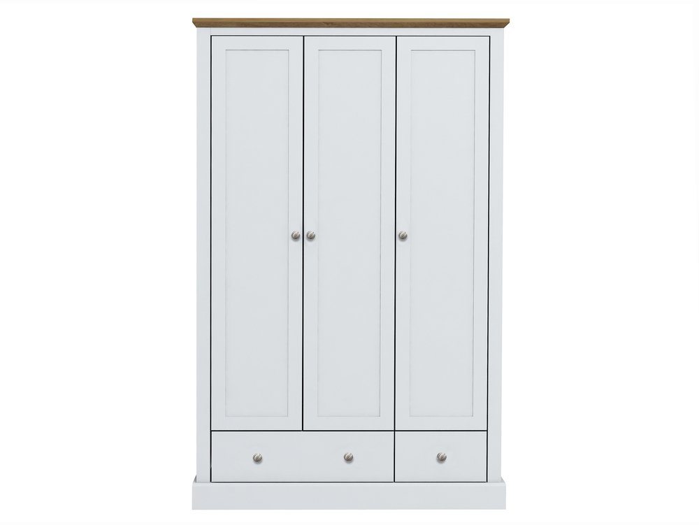 LPD LPD Devon 3 Door 2 Drawer White and Oak Triple Wardrobe (Flat Packed)