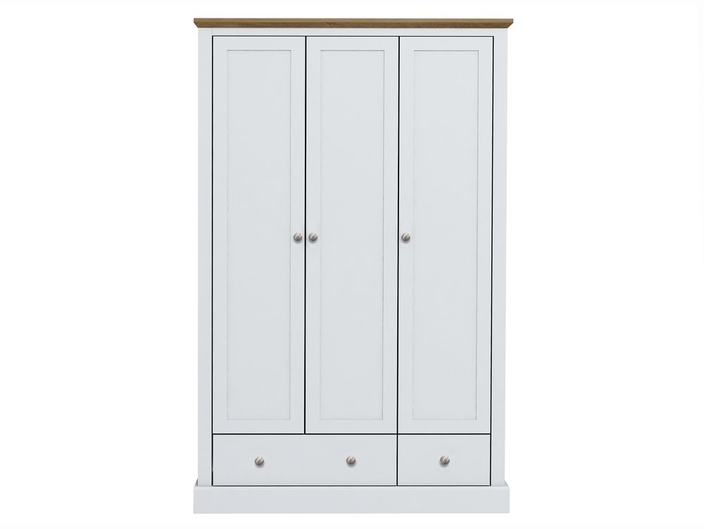 LPD LPD Devon 3 Door 2 Drawer White and Oak Triple Wardrobe (Flat Packed)