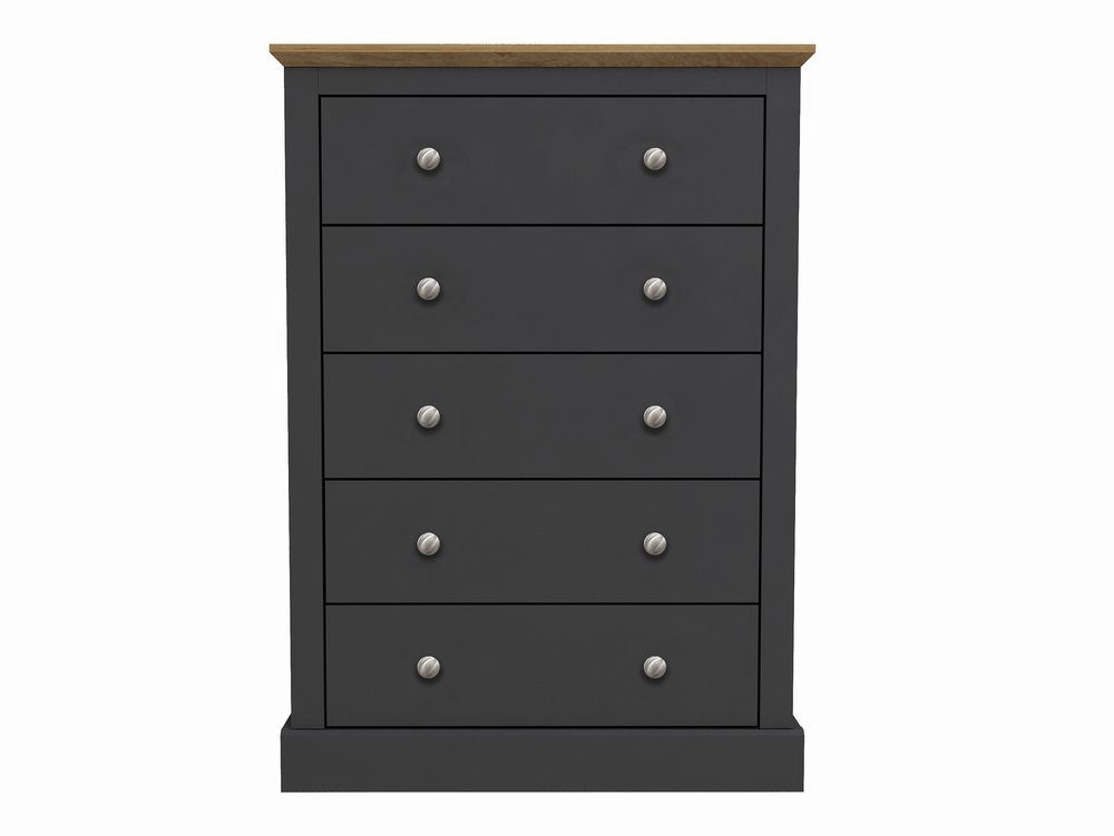 LPD LPD Devon 5 Drawer Charcoal and Oak Chest of Drawers (Flat Packed)
