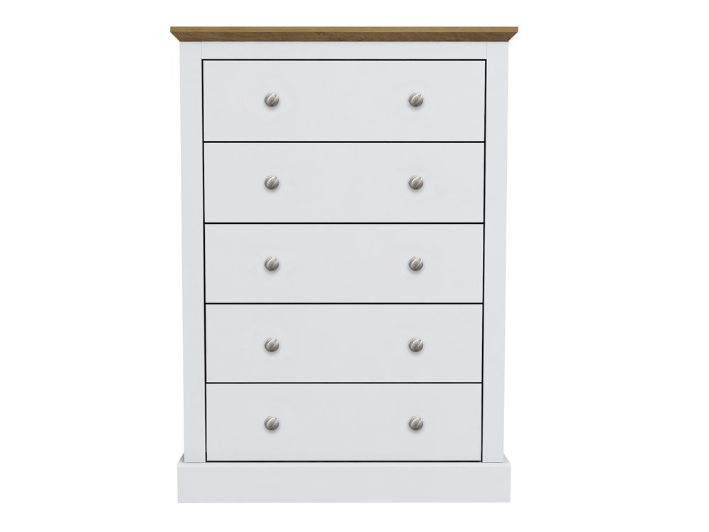 LPD LPD Devon 5 Drawer White and Oak Chest of Drawers (Flat Packed)