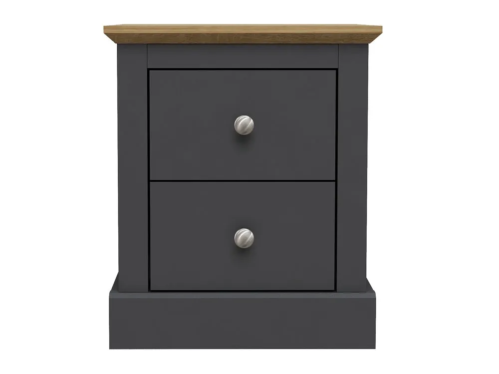 LPD LPD Devon 2 Drawer Charcoal and Oak Bedside Table