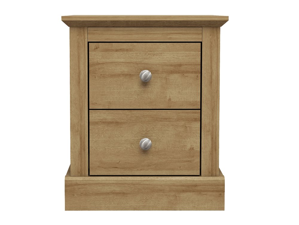 LPD LPD Devon 2 Drawer Oak Bedside Cabinet (Flat Packed)