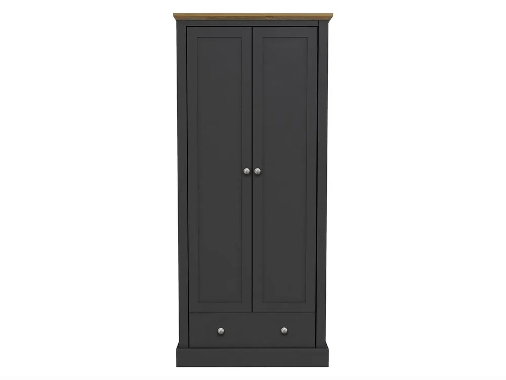 LPD LPD Devon 2 Door 1 Drawer Charcoal and Oak Double Wardrobe