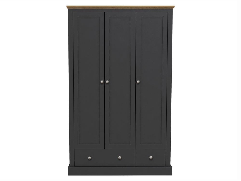 LPD LPD Devon 3 Door 2 Drawer Charcoal and Oak Triple Wardrobe (Flat Packed)