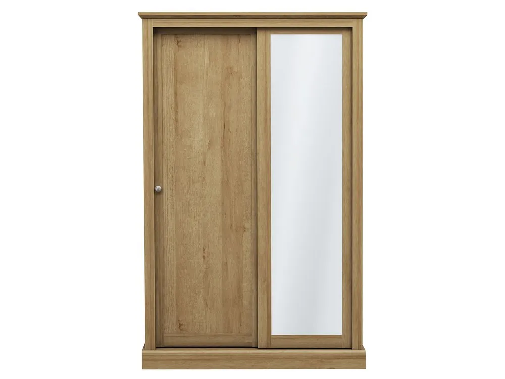 LPD LPD Devon Oak Sliding Door Mirrored Double Wardrobe