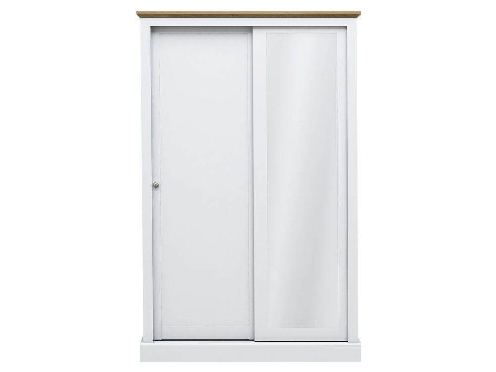 LPD LPD Devon White and Oak Sliding Door Mirrored Double Wardrobe (Flat Packed)