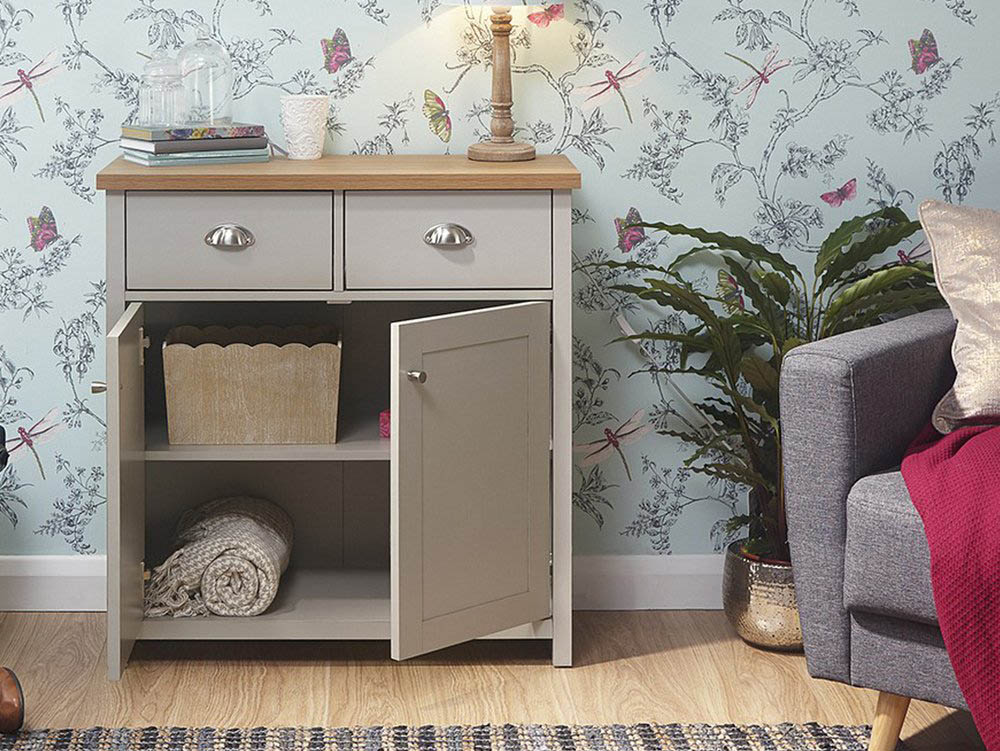 GFW GFW Lancaster Grey and Oak 2 Door 2 Drawer Compact Sideboard (Flat Packed)