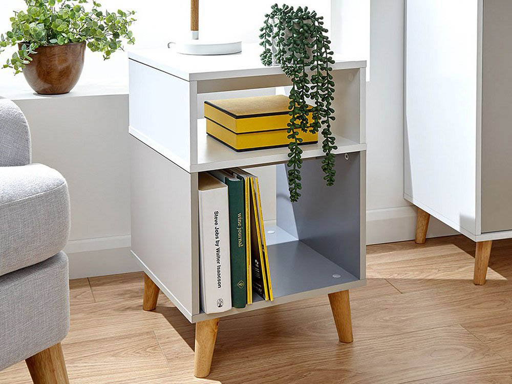 GFW GFW Delta White and Grey Lamp Table (Flat Packed)