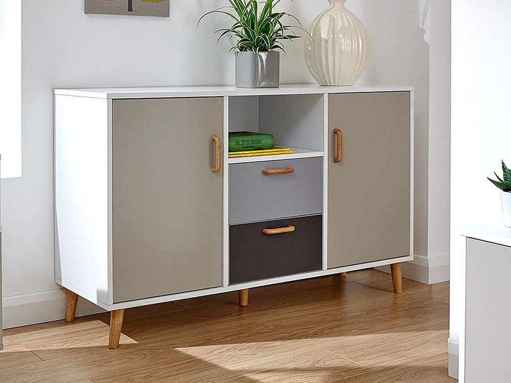 GFW GFW Delta White and Grey 2 Door 2 Drawer Large Sideboard (Flat Packed)