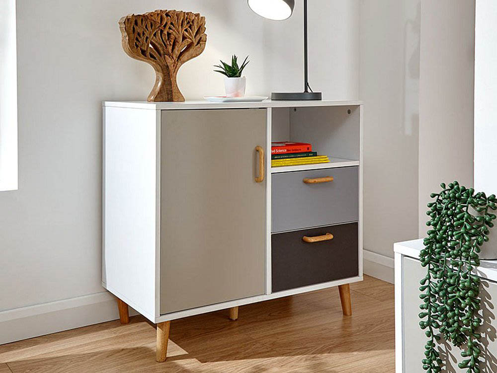 GFW GFW Delta White and Grey 1 Door 1 Drawer Compact Sideboard (Flat Packed)