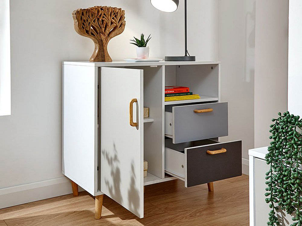 GFW GFW Delta White and Grey 1 Door 1 Drawer Compact Sideboard (Flat Packed)